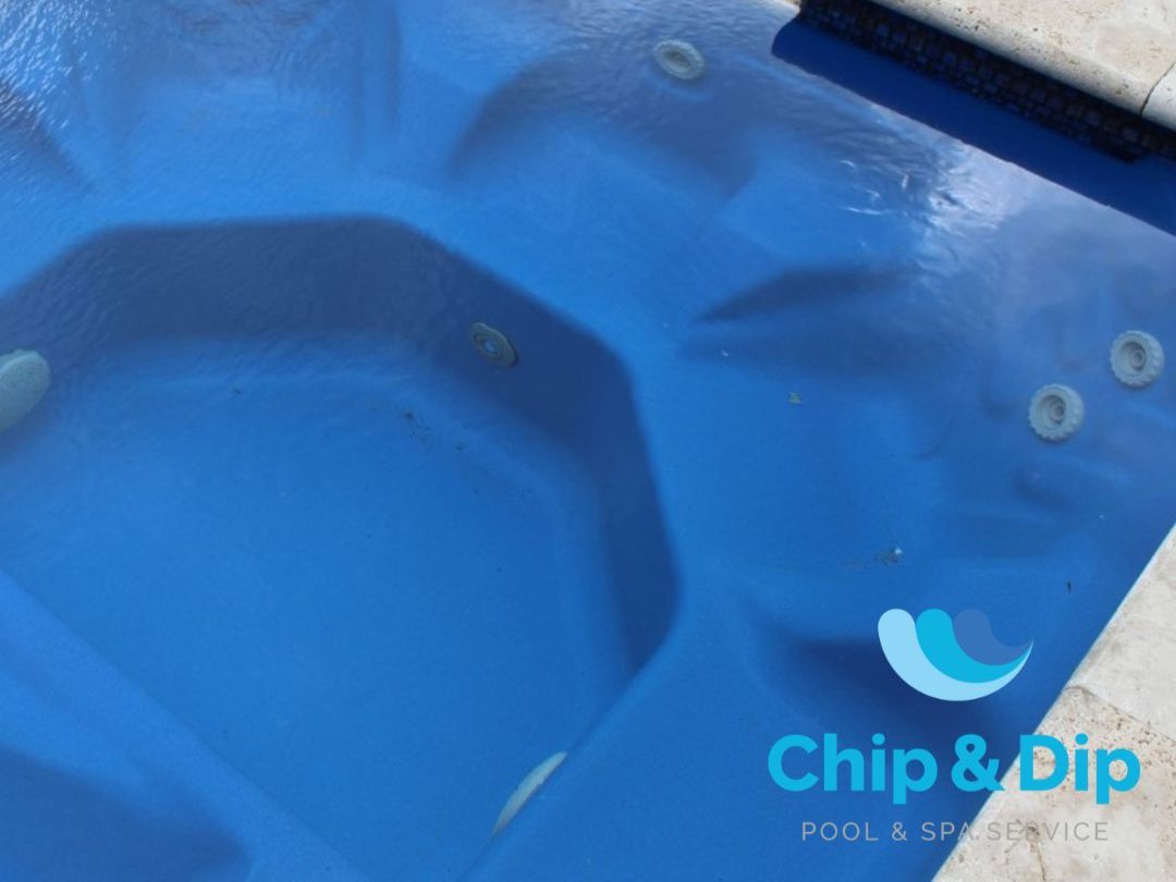 Close-up of an above-ground fiberglass pool.